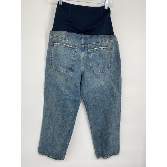 Isabel Maternity Jeans Women’s 8 Vintage Straight Panel Fold Over Classic Wash - Picture 2 of 7